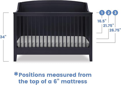 Delta Children Campbell 6-in-1 Convertible Crib - Greenguard Gold Certified, Midnight Grey