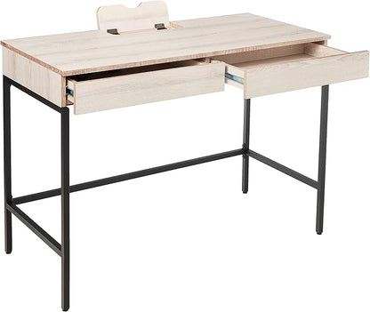 Acme Wendral Wooden Top Writing Desk with 2 Drawers in Natural and Black