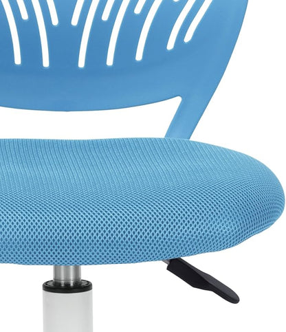 FurnitureR Writing Task Chair 360 Swivel,Low Mid PP Mesh Back Fabric Seat, Height Adjustable, Rolling Castor,W15.7”xD15.2”x H29.5-34.2",Blue