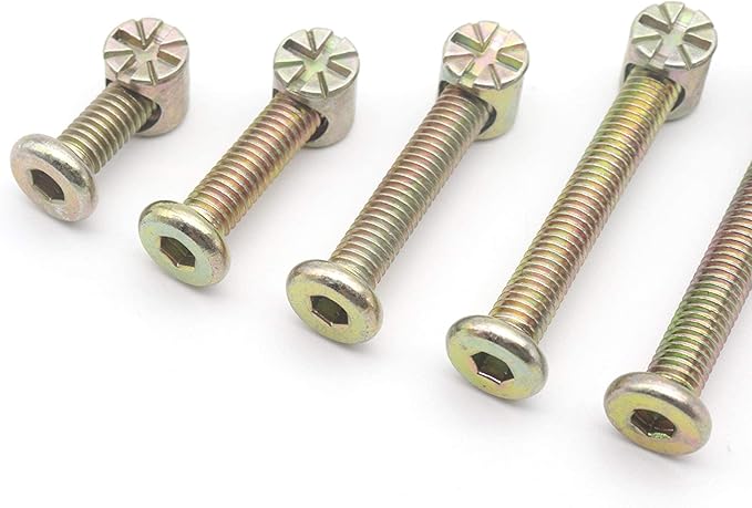 Crib Bolts Replacement Kit, cSeao 50pcs Zinc Plated M6 Socket Cap Screws Barrel Nuts for Crib Cot Chairs Furniture Bed, M6x15mm/25mm/35mm/45mm/55mm