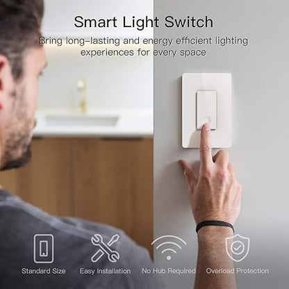TREATLIFE Smart Switch 4 Pack, 2.4Ghz Smart Light Switch WiFi Light Switch Single-Pole, Neutral Wire Required, Works with Alexa, Google Home and SmartThings, Smart Home Remote Control, FCC Listed