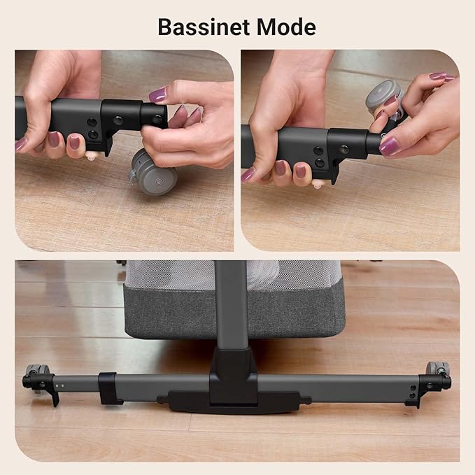 Baby Crib,3 in 1 Baby Bassinet Bedside Crib Adjustable Portable Bed for Infant,Baby Newborn Must Have Bed,Grey