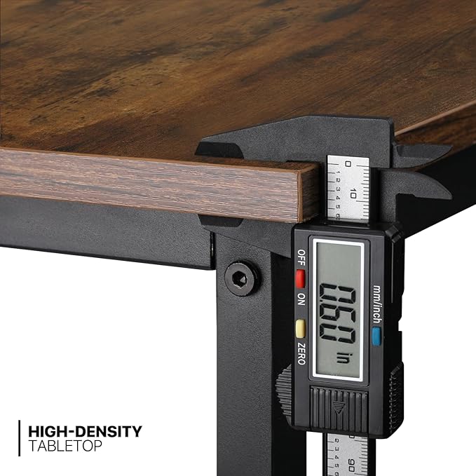 MoNiBloom Home Office Gaming Desk, 55 Inches Computer Study Table with A Storage Bag, Rustic Brown