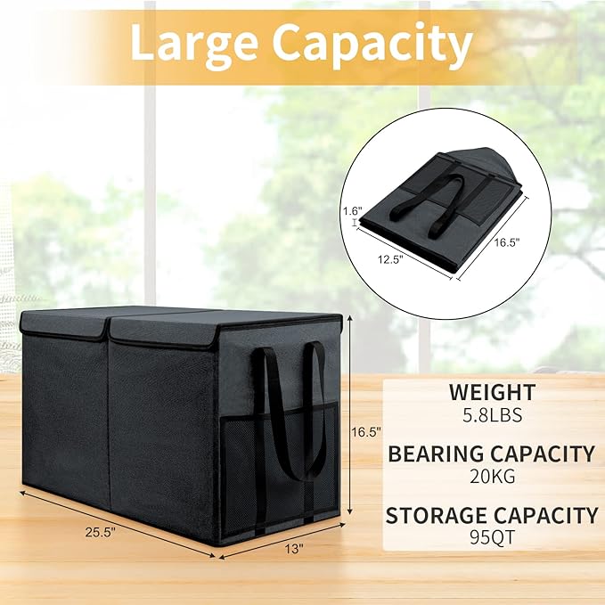 Large Toy Box for Boys Girls Toy Chest Kids Toy Storage Organizer Collapsible Toy Storage Bin Basket with Two Mesh Pockets for Nursery Playroom Bedroom Living Room Organization