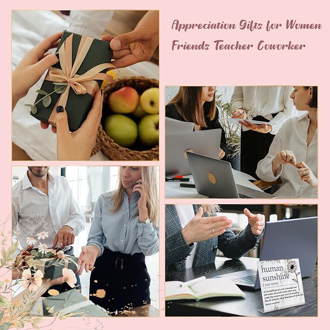 Human Sunshine Definition Desk Signs Funny Appreciation Gifts for Women Thank You Gift for Friends Teacher Coworker Doctor Nurse Gift for Mom Aunt Sister Sunshine Party Decorations XLK11