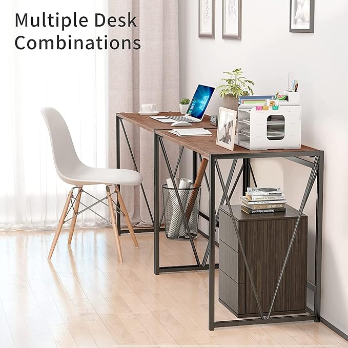 NWCD3D Folding Computer Desk, Brown