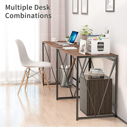 NWCD3D Folding Computer Desk, Brown