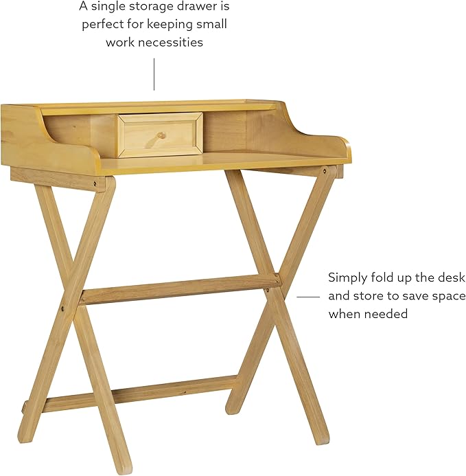 Linon Mable Folding Desk, Natural