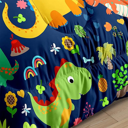 Dinosaur Bedding Twin - Dinosaur Comforter Set Twin for Boys Bedroom Dinosaur Twin Bedding Set Blue Green Boys Room Decor Kids Twin Dinosaur Bedding Set, Twin (1 Comforter 1 Pillowcase)