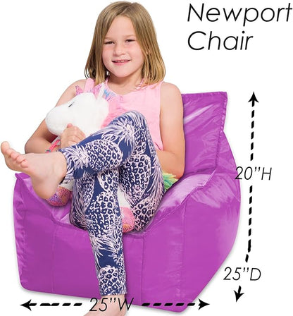 Posh Creations Bean Bag Chair Structured Comfy Seat Use for Gaming, Reading and Watching TV, Newport, Purple