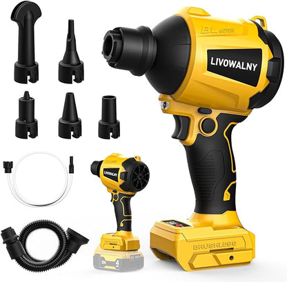 LIVOWALNY Cordless Dust Blower for Dewalt 20V Battery, Leaf Blower Brushless Handheld Blower Sawdust Blower 447 MPH/39 CFM for Garages, Sawmill Room, Workshop Cleaning, Home Improvement (No Battery)