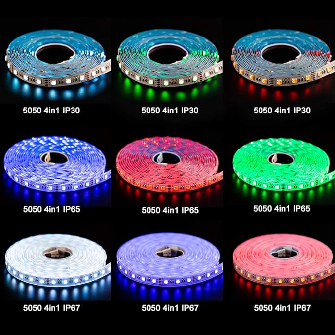 BTF-LIGHTING 5050 RGBW RGB+Cool White(6000K-7000K) 4 Colors in 1 LED Tape Light DC12V 5m 16.4ft 60LED/m Multi-Colored IP30 White 12mm PCB for Bedroom Kitchen Home Decoration(No Adapter or Controller)