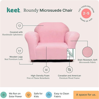 Keet Microsuede Children's Chair, 24x18x18 Inch (Pack of 1), Pink