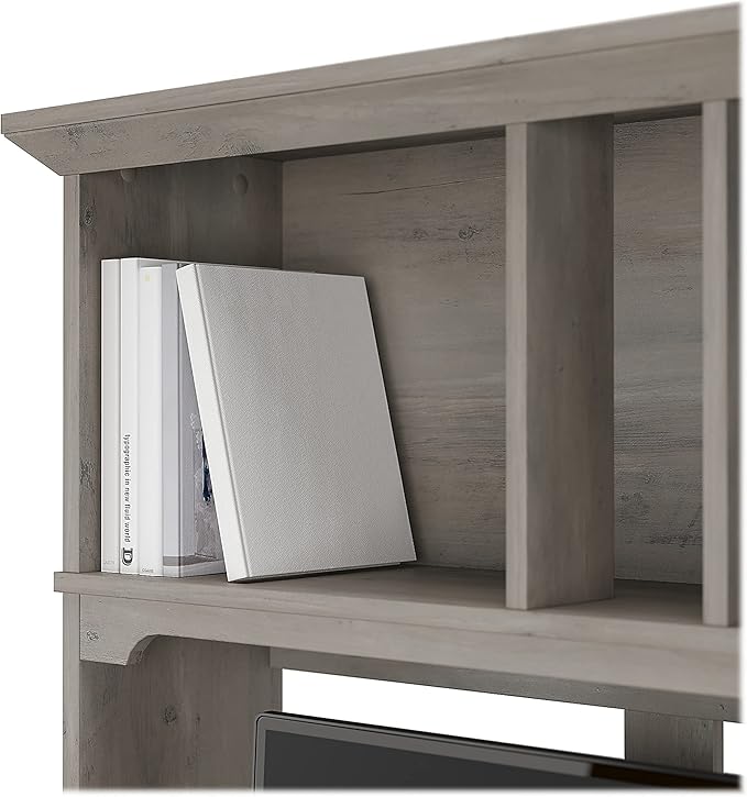Bush Furniture Salinas Hutch, Desk Attachment with Shelf Storage for Home Office, 60W, Driftwood Gray