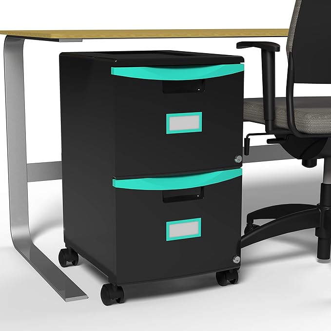 Storex 61315A01C File Cabinet, 1-Pack, Black/Teal