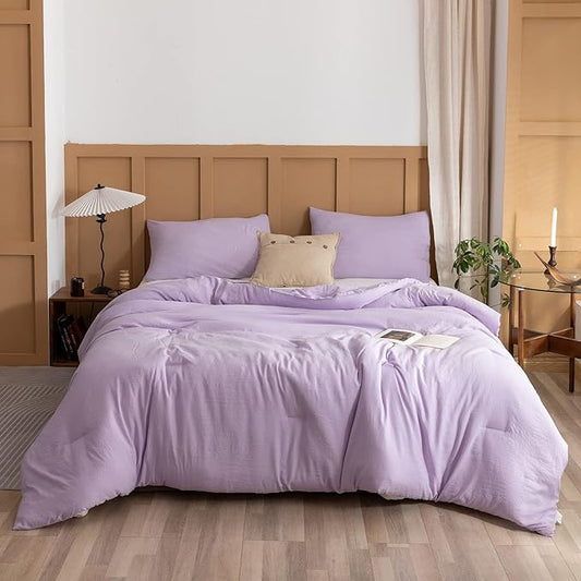 ROSGONIA California King Comforter Set Lavender, 3pcs (1 Boho Purple Cal King Comforter & 2 Pillowcases), All Season Bedding Bedspread Blanket Quilts