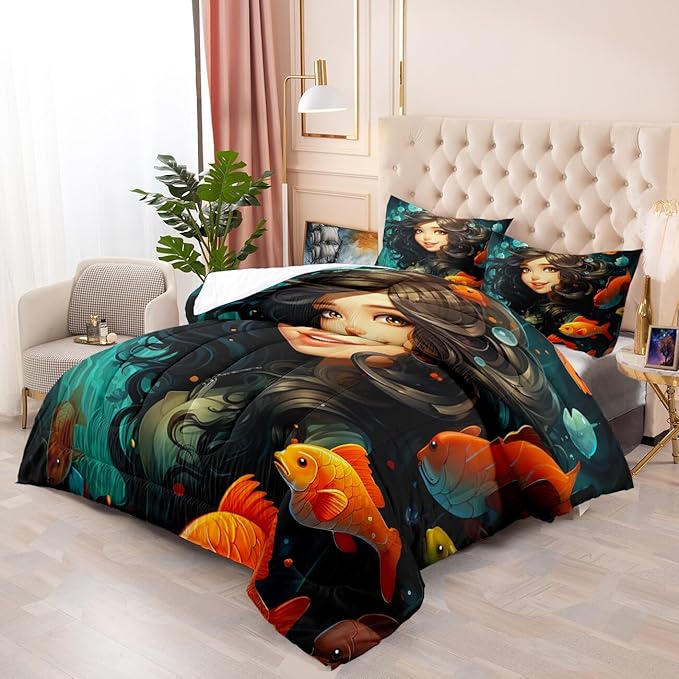 Princess Bedding - Girls Comforter Set Princess Comforter Set Full Comforter Set for Girls Bedroom Decor Kids Comforter Sets Gifts for Girls Full Size Quilt Set with 2 Pillowcases