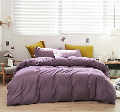 Purple Comforter Set King Grape Color Bedding Set 3 Pieces Solid Purple Comforter Set Hotel Quality Lightweight Women Comforter Set King Breathable Purple Bed Comforter Set King