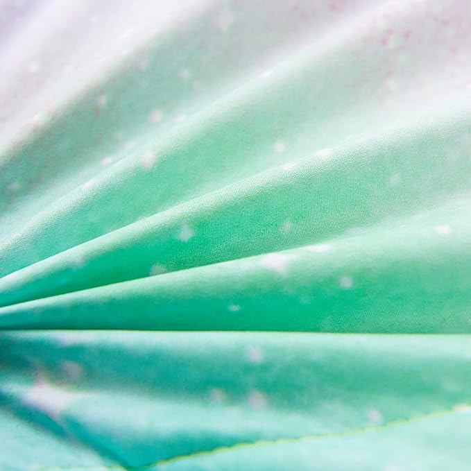 A Nice Night Galaxy Bedding Sets Outer Space Comforter 3D Printed Space Quilt Set Twin Size Glitter Pink Green Color,for Children Boy Girl Teen Kids