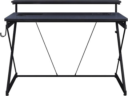OSP Home Furnishings Emulator Battlestation Gaming Desk with RGB LED Lights, Black