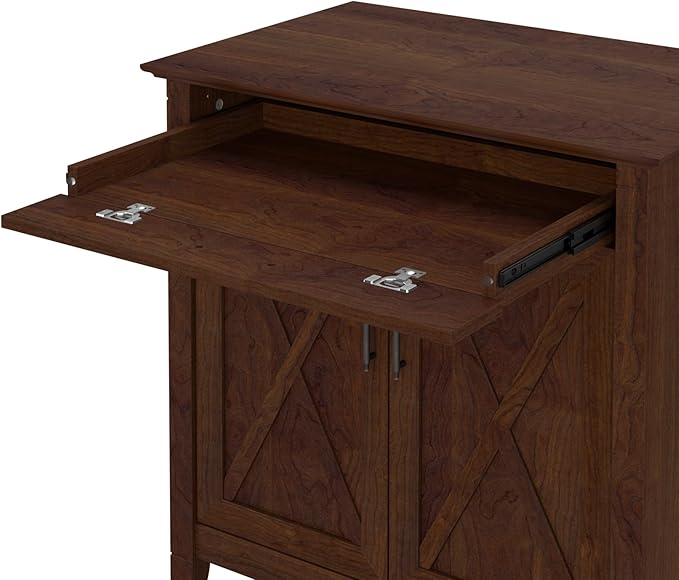 Bush Business Furniture Key West Secretary Desk with Keyboard Tray and Storage Cabinet, 30W x 20D, Bing Cherry