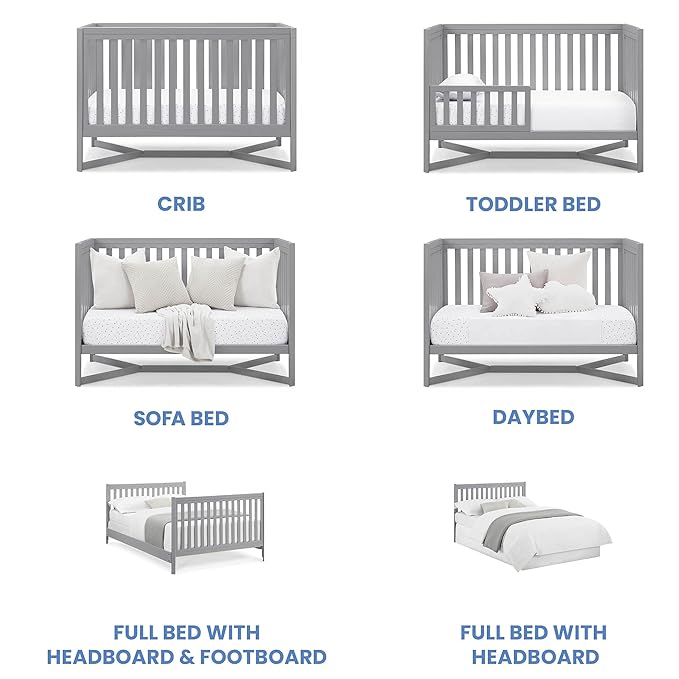 Delta Children Tribeca 4-in-1 Baby Convertible Crib, Grey