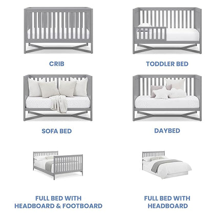 Delta Children Tribeca 4-in-1 Baby Convertible Crib + Simmons Kids Quiet Nights Crib and Toddler Mattress Made from Recycled Water Bottles/GREENGUARD Gold Certified [Bundle], Grey