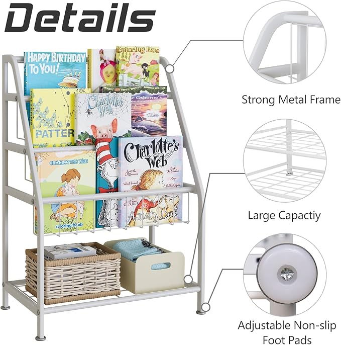 aboxoo Kids Bookshelf Toddler Freestanding for Children Room 18 inches Small Toddler Bookcase Toy Organizer White Stable Bookcase Bookstore Library Book Unit Storage for Small Place