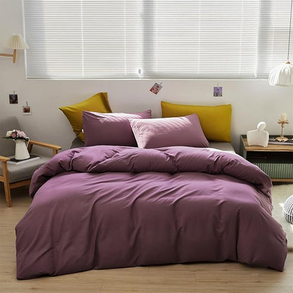 Purple Comforter Set Twin Grape Color Bedding Set 3 Pieces Solid Purple Comforter Set Hotel Quality Lightweight Women Comforter Set Twin Breathable Purple Bed Comforter Set Twin