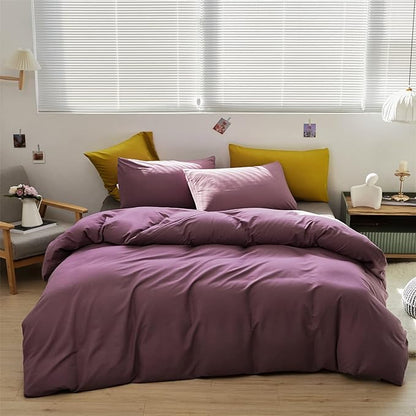 Purple Comforter Set King Grape Color Bedding Set 3 Pieces Solid Purple Comforter Set Hotel Quality Lightweight Women Comforter Set King Breathable Purple Bed Comforter Set King