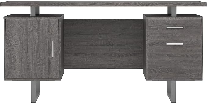 Coaster Furniture Lawtey Modern Rustic 2 Drawer Home Office Writing Desk Storage File Cabinet Silver Metal Frame Weathered Gray 800521