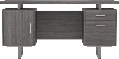 Coaster Furniture Lawtey Modern Rustic 2 Drawer Home Office Writing Desk Storage File Cabinet Silver Metal Frame Weathered Gray 800521