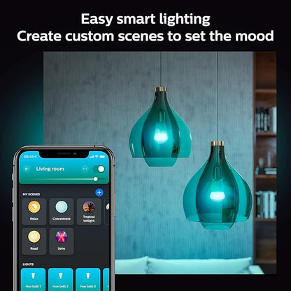 Philips Hue Smart 75W A19 LED Bulb - White and Color Ambiance Color-Changing Light - 1 Pack - 1100LM - E26 - Indoor - Control with Hue App - Works with Alexa, Google Assistant and Apple Homekit