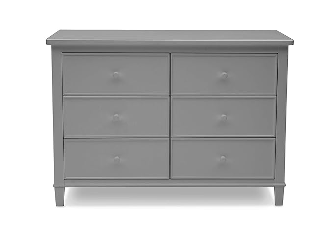 Delta Children Fancy 4-in-1 Convertible Crib and 6 Drawer Dresser Bundle, Grey