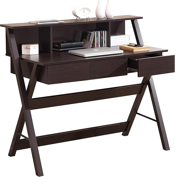 NicBex Laik-DW-00040-DX Desks, 43.25" W x 21.75" D x 38" H, Brown