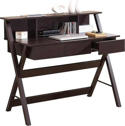 NicBex Laik-DW-00040-DX Desks, 43.25" W x 21.75" D x 38" H, Brown