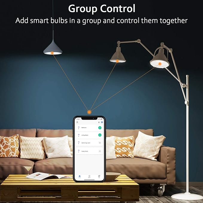 Peteme Smart WiFi Light Bulbs, Led RGB Color Changing Bulbs Compatible with Alexa, Siri,Echo, Google Home, A19 E26 60W Smart Bulbs 1 Pack
