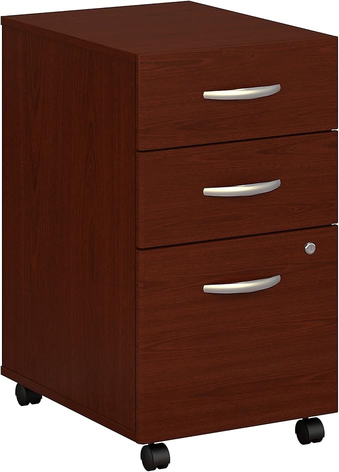 Bush Business Furniture Series C Mobile Under Desk Arrives Fully Assembled | Stylish 3 Drawer File Cabinet for Professional or Home Office, Mahogany