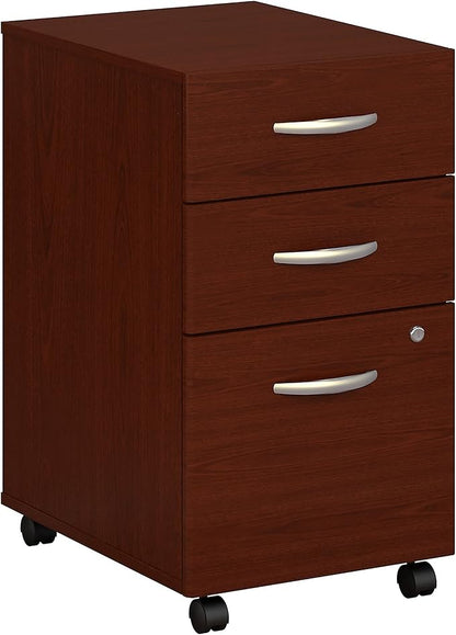 Bush Business Furniture Series C Mobile Under Desk Arrives Fully Assembled | Stylish 3 Drawer File Cabinet for Professional or Home Office, Mahogany
