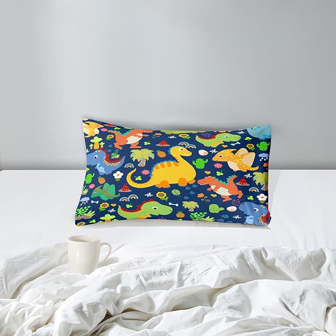 Dinosaur Bedding Twin - Dinosaur Comforter Set Twin for Boys Bedroom Dinosaur Twin Bedding Set Blue Green Boys Room Decor Kids Twin Dinosaur Bedding Set, Twin (1 Comforter 1 Pillowcase)