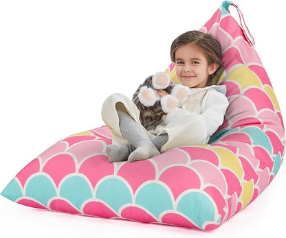 Nobildonna Stuffed Animal Storage Bean Bag for Kids (No Filler), Extra Large 250L Bean Bag Chair Cover Only, Washable Beanbag Without Filling Soft Premium Canvas Stuffable Bean Bag Cover (Mermaid)