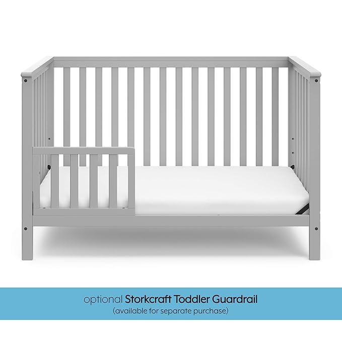 Storkcraft Hillcrest 4-in-1 Convertible Crib (Pebble Gray) - Converts to Daybed, Toddler Bed, and Full-Size Bed, Fits Standard Full-Size Crib Mattress, Adjustable Mattress Support Base