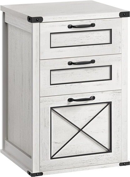 VASAGLE File Cabinet, Filing Cabinet with 3 Drawers, Printer Stand, Fit A4, Letter Size, Hanging File Folders, Modern Farmhouse Style, for Home Office, Study, Rustic White UOFC054T73