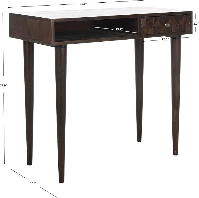 Safavieh Home Office Zinnia Modern Walnut Brown 1-drawer Desk