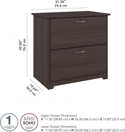 Bush Business Furniture Cabot 2 Drawer Lateral File Cabinet | Letter, Legal, and A4-size Document Storage for Home Office, 32W, Heather Gray