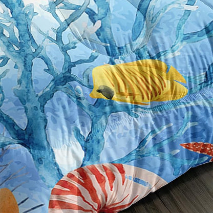 CVHOUSE Sea Turtle Comforter Set,Ocean Watercolor Sea Turtle Bedding Set for Kids Teens,Ocean Sea Turtle Comforter Sea Turtle Duvet Set Room Decor Quilt Set Twin Size