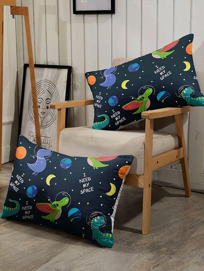 Datura home Dinosaur Space Dinos Comforter Bedding Set for Boys Kids Children,Celestial Bodies Colorful Dinosaur Print Bedding Set with 1 Comforter and 2 Pillowcases(Dinosaur Twin)