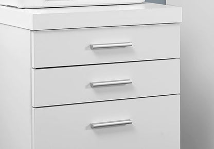 Monarch Specialties White Hollow-Core 3 Drawer File Cabinet on Castors