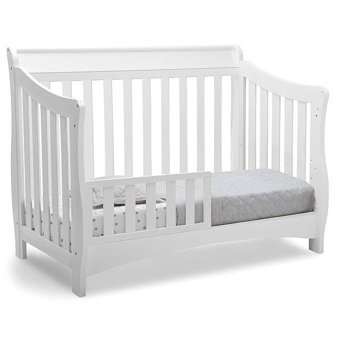 Delta Children Bentley S Series 4-in-1 Convertible Baby Crib, White