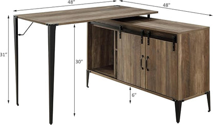 NicBex Laik-DW-00068-DX Desks, 48" W x 48" D x 31" H, Rustic Oak+Black